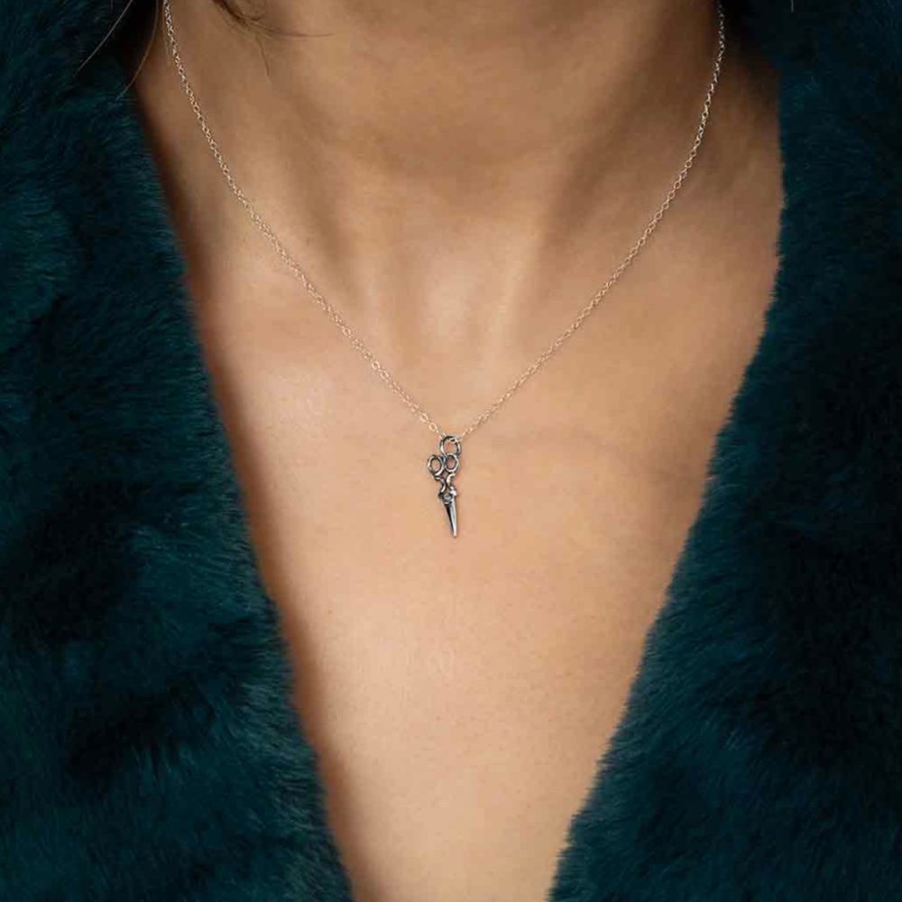 Sterling Silver Scissors Necklace